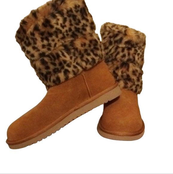 1DAY SALE PRICE 🍂 NEW UGG KOLLABURRO LEOPARD FUR BOOTS - Picture 4 of 7